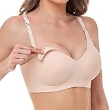Vinfact Seidig Glatter Still BH Damen Ohne Bügel Nahtloser Stillbh Schwangerschafts-BHs mit zusätzlichen Verlängerungen zum Schlafen und Stillen Nude L