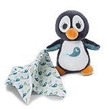 NICI Schmusetier 3D Pinguin Watschili 13 cm mit Schmusetuch – Baby Kuscheltier mit Mulltuch ab 0+ Monaten – Weiches Plüschtier / Schmusetuch für Mädchen & Jungen, 48040