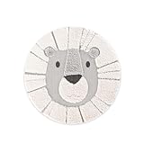 DomDeco Kinderteppich Rund Löwe Weiß-Grau, Ø120 cm