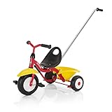 Kettler Dreirad Startrike - hochwertiges Dreirad mit Schubstange - robustes Kinderdreirad mit Kunststoffrädern - rot & gelb