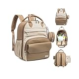 KeaBabies Baby Wickeltasche mit Wickelunterlage - Multifunktionale Reise Wickelrucksack Lässig, Umstands Mommy Bag, Kompakte 12L Kapazität,PU-Leder, Wasserdicht,Unisex,Stilvolle Baby Diaper Bag(Latte)