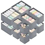 lompyeu 12 er Schubladen Organizer, Schrank Organizer Kleiderschrank Wickeltisch Organizer, Faltbare Malm Küchen Haus und Küche Aufbewahrungsboxen (Grau)