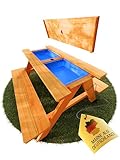 FRIEDO - 2in1 Kindersitzgruppe mit Matschtisch aus lackiertem Holz - Matschküche & Wasserspieltisch für den Garten - Gem. deutscher Standards geprüfte Kinder Gartenmöbel - Für Outdoor & Indoor Nutzung