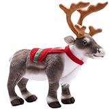 champracer Rentier Kuscheltier Weihnachts Kuscheltier Plüschtiere Rentier Weihnachts Plüsch-Dekokissen Süßes Weich Stofftier Flauschig für Sofas Betten Dekorationen (35cm,Stehend-B)