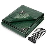 CoverUp! Abdeckplane 2x2 m Grün (200 g/m²) – Wasserfest & UV-stabilisiert, reißfest mit Gummiecken & Alu-Ösen, inkl. 10 Planenspannern – für Garten, Camping, Holz, Auto