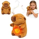 Einschlafhilfe Babys Kuscheltier,Baby Kuscheltier mit Musik,Atmet Einschlafhilfe Tier,Atmendes Stofftier,Schlummer Kuscheltier Mit Atembewegung für Babys - ab Geburt (Braun Capybara)