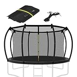 Trampolin Sicherheitsnetz, Ø 305 cm Ersatznetz innenliegend mit Reißverschluss und Schnallen, UV-beständig Trampolin Netz, Trampolinersatznetz für 6/8 Stangen Gartentrampolin