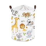 Clastyle Lernen Tier Kinder Wäschekorb mit Henkel Faltbar Kleidung Spielzeug Aufbewahrungskorb Jungen Mädchen Aufbewahrungsbox für Babyzimmer Bad,Löwe,36 * 45 cm