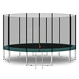 Baunsal® Trampolin Outdoor Ø 427 cm (EXD) grün als Komplettset mit Federabdeckung, Sprungmatte, Netz und Leiter - Gartentrampolin Spielzeug für Kinder