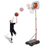 Abree Kinder Einstellbar Basketballkorb von 80 bis 170 cm mit Ständer Basketballständer für 3-12 Jahre
