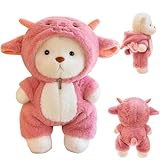 Plüschtier Teddybär mit Schaf Kostüm, 30cm Teddy Plüschtier, Teddybär, Stofftier Teddy, Teddybär Kuscheltier, Teddybär Kuscheltier mit Reißverschluss Outfit, Plüsch-Bär, Kreatives Geschenk für Kinder