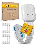 borbee - 8er Set Möbel Kindersicherung für Schrank & Schubladen (verstellbar) Extra starker Halt - Baby & Kinder Schranksicherung/Schrankschloss für Schranktüren - Schubladensicherung für Kommode