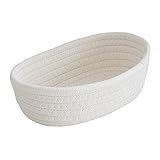 Aufbewahrungskorb Baumwollseil Geflochten Aufbewahrung Körbe Badezimmer Zubehör Geschenkkorb für Ostern Thanksgiving Weihnachten Oder Geburtstag Baumwolle für Deko Kinderzimmer (White, Klein)