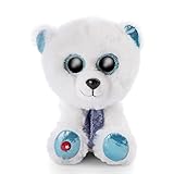 NICI Original – Glubschis Benjie 15 cm – Kuscheltier Eisbär mit großen Augen – Flauschiges Plüschtier mit Glitzeraugen – Schmusetier für Kuscheltierliebhaber, weiß/blau