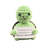 AUFIKR Positive Schildkröte, ​Handgehäkeltes Kuscheltier, ​Glücksbringer Geschenk​ für Glück, Mutmacher, Danke, Abschied, Einschulung