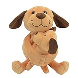 Kögler 75959 - Labertier Hund mit Baby Senta und Cora, ca. 23 cm groß, nachsprechendes Plüschtier mit Wiedergabefunktion, plappert alles witzig nach und bewegt sich, batteriebetrieben