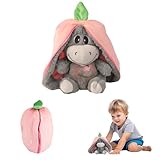 Atmendes Kuscheltier Esel - Erdbeeresel Schlummer Kuscheltier mit Atembewegung und Musik, Atmender Esel, Stofftier, Schlaf, Atmet Einschlafhilfe Tier, Babys schlafen mit einer Puppe, Kinder Spielzeug