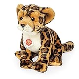Teddy Hermann 90472 Leopard sitzend 27 cm, Kuscheltier, Plüschtier mit recycelter Füllung