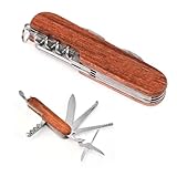 Reccisokz 1 Artikel 9.5*2.5*1.5CM Schweizer Taschenmesser Hiker, taschenmesser kinder,Swiss Army Knife, Klappmesser Outdoormesser Campingwerkzeug,Multitool, Klinge(11 Funktionen) (Dunkle Holzfarbe)