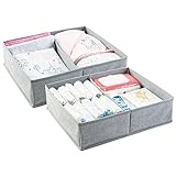 mDesign 2er-Set Baby Organizer - kleine Aufbewahrungsbox mit 2 Fächern - aus atmungsaktivem Polypropylen - perfekt für einen sortierten Wickeltisch - auch zur Spielzeug Aufbewahrung geeignet - grau