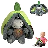Fruchtesel Plüschtier, Atmendes Stofftier, Atmender Esel, Schlafender Esel mit Musiklichtern, Musik-Frühpädagogik-Puppen-Plüschkissen für Kinder, Atmender Plüsch, zum Kuscheln und Spielen