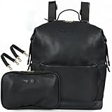 MIIK Kids Wickelrucksack 4 teiliges SET mit mobiler Wickelunterlage, 2 Kinderwagen Halterugen und Mommy Bag Gross Wasserabweissend Rucksack Damen Baby Schwarz Wickeltasche Organizer