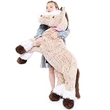 MorisMos 120cm lang riesen Pferd Kuscheltier XXL,Hellbraun groß Pony Pferd Plüschtier Stofftier,Geburtstag Weihnachten Geschenk Kinder Baby