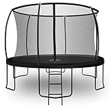 Zero Gravity Outdoor Trampolin Ø 183, 244, 305, 366, 427cm - TÜV-geprüfte Gartentrampoline inkl. Leiter - Sturmsicher in 5 Minuten - Aufbauvideo (366cm / 12ft / Black)