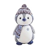 Herfair Kuscheltier Pinguin Plüschpuppe mit Kapuze Geschenk (20cm, Grau)