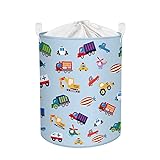 Clastyle 45L Cartoon Auto Kinder Wäschekorb Wasserdicht Aufbewahrungskorb Blau mit Kordelzug für Kinderzimmer, 36 * 45 cm