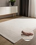 benuta Basic handgewebter Baumwollteppich Ron - Creme 60x120 cm - Handwebteppich aus 100% Baumwolle - Style: Uni, Minimalistisch, Natural Living - Pflegeleicht für Wohnzimmer Schlafzimmer
