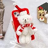 Hochwertigem Plüsch Kuscheltier Winter Warme Faux Pelz TPU Backcover Case für Huawei P20 Lite-Rot mit Bär