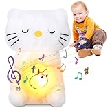 Tutamaz Schlummer Kuscheltier, Schlummer Katze mit Atembewegung und Musik, Baby-Schlafhilfe mit Herzschlag, ab 1 Jahr empfohlen Geschenk,Geschenke für Babyparty & Neugeborene,Weihnachten Geschenke