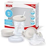 NUK 3-in-1 Trinklernset mit Trainer Cup Schnabeltasse (6+ Monate), Magic 360° Trinklernbecher (8+ M) & Action Cup Trinklernflasche (12+ M) | 230 ml | BPA-frei | Herz (neutral)