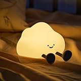 Refluxe Süße Silikon Wolken Nachtlampe, Dimmbares LED Touch-Licht, Wiederaufladbare Nachttischlampe mit USB, Quetschbare Lampe für Kinderzimmer, Dekoration und Geschenke(Cloud)