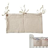 MOLZINY Babybett Organizer Hängend Betttasche Spielzeugtasche Wickeltisch Organizer Babybett Organizer Kinderzimmer Aufbewahrungstaschen Khaki Baby Windel Caddy Hängen an Krippe oder Wickeltisch
