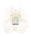 Selket's Shop Kuscheltier Schultüte Löwe Teddy Hase Katze Eule Schulanfang Plüschtier personalisiert mit Schulkind Name (Hase weiß)