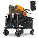 Sekey XXL Plus Bollerwagen Faltbar mit Bremsen 200L 200KG Belastbar, Extra Breite Reifen All Terrain Bollerwagen, Patentiert Zusammenfaltbar aus Vier Richtungen, XXL-PlusB 4011, Schwarz