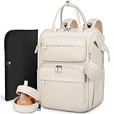 RAINSMORE Baby Wickelrucksack Groß Wickeltasche Rucksack mit Wickelauflage Schnullerhalter Kinderwagengurten Babytasche Diaper Bag Multifunktions für Mama und Papa Aprikose