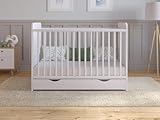 Love For Sleep Babybett Beistellbett 120x60 cm mit Schublade & Matratze - Kinderbett Baby Bett Holz Weiß, Babybett Komplett Set - Kinderbett Mitwachsend Gitterbett