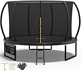 Devoko Trampolin Outdoor Ø 228/305/366/427 cm, TÜV Rheinland GS-Zertifikat, Kindertrampolin Gartentrampolin mit Sicherheitsnetz, Rundes Riesentrampolin mit Leiter und Schuhbeutel
