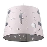 Relaxdays Hängelampe Kinderzimmer, Abendhimmel, HxD: 119 x 27 cm, Pendellampe für Mädchen & Junge, Kinderlampe, rosa