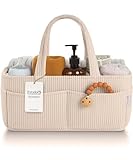 PUTSKA Baby Diaper Caddy Organizer for Changing Table – Stylish Nursery Storage Basket, Newborn Essentials, Baby Shower Gifts and Registry Must-Haves for Boy or Girl, Car Diaper Caddy, Corduroy Cream