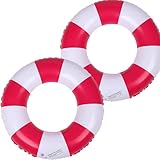2 pcs Schwimmring, Luftmatratze Schwimmreifen Aufblasbar, Pool Aufblasbare Schwimmreifen für Kinder und Jugendliche Sommer-Schwimmen Party (rot)
