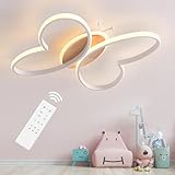 Dythwron Kinderzimmer Lampe Decke, 38cm Kinderzimmerlampe Mädchen, 40W LED Deckenlampe Kinderzimmer mit Fernbedienung mit Nachtlichtfunktion, Schmetterling Deckenleuchte(Weiß)