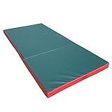 NiroSport Klappbare Turnmatte für zu Hause / 8 cm hohe Weichbodenmatte für Gymnastik & Yoga/Kinder Sportmatte für Turnhallen - hautfreundliche & abwaschbare Fitnessmatte (Grün/Rot, 210 x 100 cm)