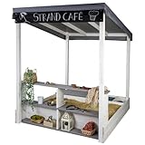 Meppi Sandkasten mit Dach & Verkaufsstand Weiss/grau aus wetterfestem Holz - Sandkiste/Sandbox