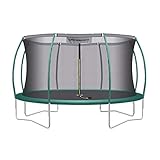 Ultrasport Deluxe Trampolin Outdoor Kinder Belastbar bis 150 KG I Komplettset mit Sicherheitsnetz, Randabdeckung & Montagesatz I Bodentrampolin Gartentrampolin, Trampolin 366 cm