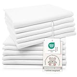 ZOLLNER 10er Set Musselin Spucktücher in 70x70 cm aus Baumwolle - hautfreundliche Mulltücher - besonders weich und extrem saugstark - waschbar bis 95°C - in weiß