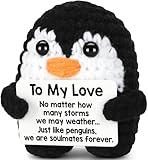 Positiver Pinguin, Gehäkeltes Pocket Hug Pinguin Geschenk,Positive Penguin Toy,Emotional Support für Freundin Freund Kinder,Geschenke zum Jahrestag„Ich liebe dich“-Geschenke für Paare/Ehefrau/Ehemann